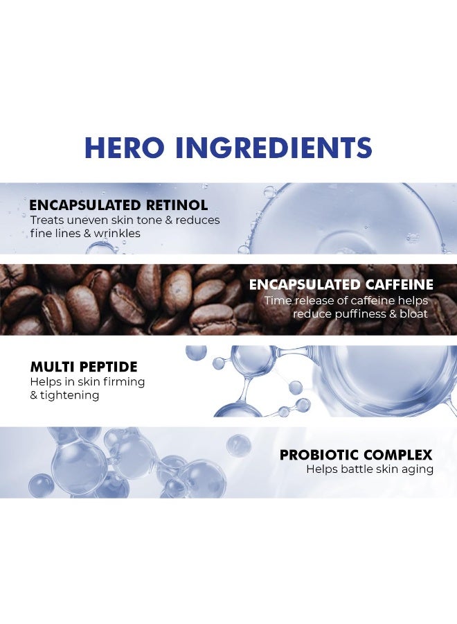 Conscious Chemist® Retinol Peptide Under Eye Cream With Soothing Massage Roller | Under Eye Roll On For Dark Circles, Fine Lines & Puffy Eyes | For Women & Men | 15 ml - Image 2